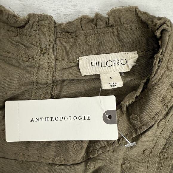 Anthropologie Babydoll Dress Large Balloon Sleeves Swiss Dot Green Boho Cottage - Picture 11 of 16